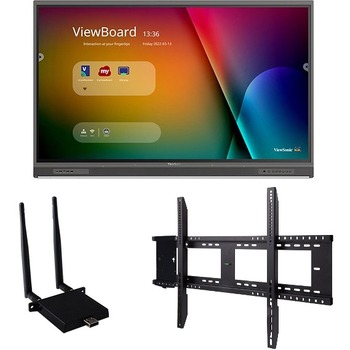 ViewSonic Interactive Display Kit with Integrated Microphone USB-C Wireless AC Adapter and Wall Mount, 86&quot;, 3840 x 2160, Black