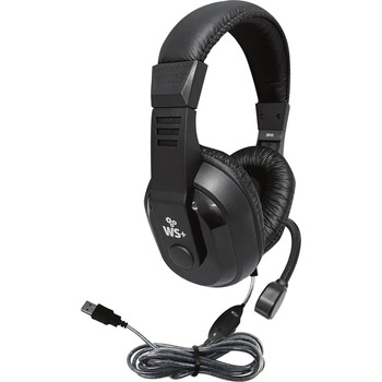 HamiltonBuhl WorkSmart Plus Deluxe-Sized USB Headset with Boom Gooseneck Microphone, Padded Headband and Leatherette Ear Cushions