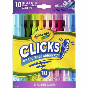 Crayola Clicks Retractable Markers, Bold Marker Point, Multicolor, 10/Pack