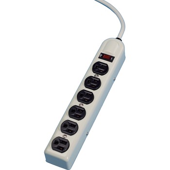 Fellowes 6 Outlet Metal Power Strip, 3-prong, 6 x AC Power, 6 ft Cord, 110 V AC Voltage, Strip, Platinum