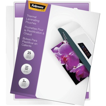 Fellowes ImageLast, Thermal Laminating Pouches, Letter, 9 in W x 11.50 in L, 3 mil Thickness, Type G, 25/Pack