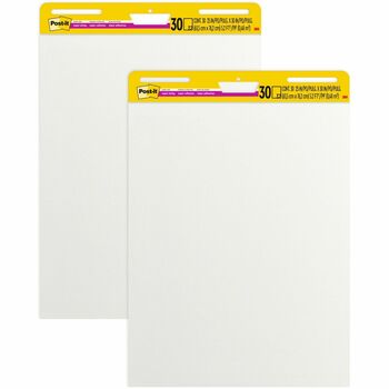 Post-it Super Sticky Easel Pad, Unruled, 25&quot; x 30&quot;, White, 30 Sheets/Pad, 2 Pads/Carton