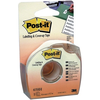 Post-it&#174; Labeling &amp; Cover-up Tape, 1&quot; x 700&quot;, 6 Line(s), White, 1/RL