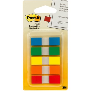 Post-it&#174; 1/2&quot; Flags in On-the-Go Dispenser, Assorted Colors, 100 Count, 20 Flags/Color, 5 Colors/PK