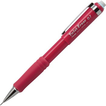 Pentel&#174; Twist-Erase III Mechanical Pencil, 0.7 mm, Red Barrel, EA