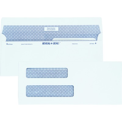 Quality Park No. 8 5/8 Double-Window Security Envelopes with Reveal-N-Seal&reg; Self-Seal Closure