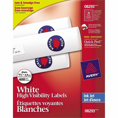 Avery&reg; Print-to-the-Edge Round Labels, Sure Feed(R), 400 1-1/2" , Labels (8293)