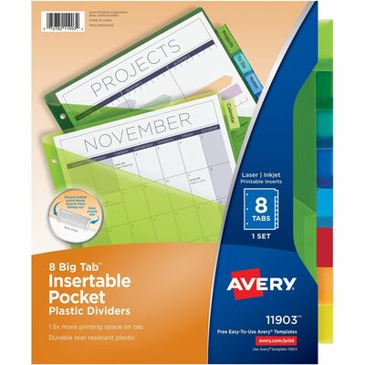 Avery&reg; Big Tab Insertable Plastic Dividers w/Pockets