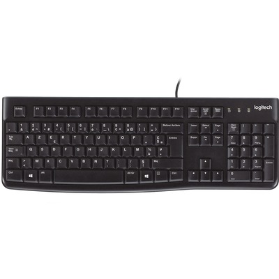 Logitech K120 Wired Keyboard for Windows, USB Plug-and-Play, Full-Size, Spill-Resistant, Curved Space Bar, Compatible with PC, Laptop (French Layout)