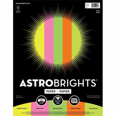 Astrobrights Color Copy Paper - "Neon" ,  5 Assorted Colours