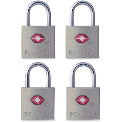 Master Lock 7/8in (22mm) Wide Solid Metal TSA-Accepted Luggage Lock; 4 Pack