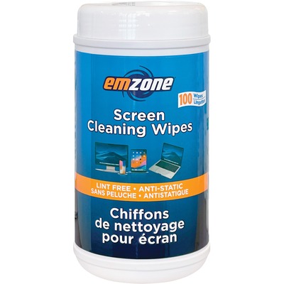 Emzone Screen Cleaning Wipes 100 / canister - For Multipurpose - Dust/Dirt-free - 1 Each