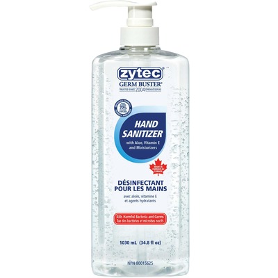 Zytec Germ Buster Sanitizing Gel - 1030 mL - Pump Bottle Dispenser - Kill Germs, Bacteria Remover - Hand - Clear - 1 Each