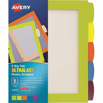 Avery&reg; Ultralast Big Tab Plastic Dividers