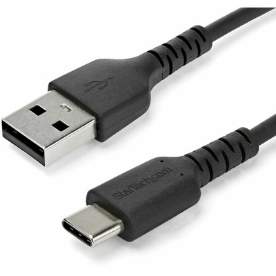 StarTech.com 1m USB A to USB C Charging Cable - Durable Fast Charge & Sync USB 2.0 to USB Type C Data Cord - Aramid Fiber M/M 3A Black