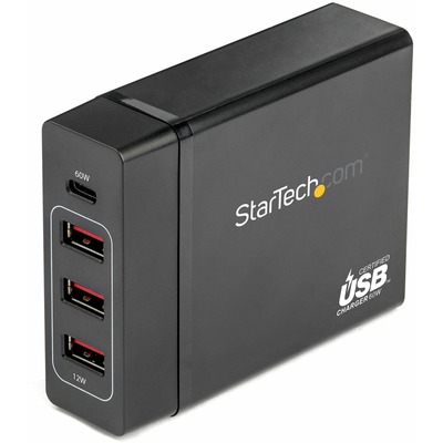 StarTech.com USB C Laptop Charger, 60W PD 3.0, 3x USB-A, Universal Compact USB Type-C Desktop Charger/Power Adapter, USB IF/ETL Certified