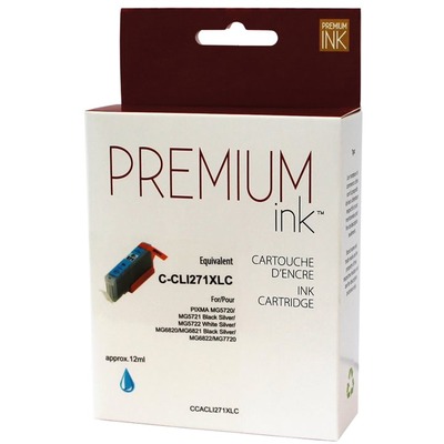 Premium Ink Inkjet Ink Cartridge - Alternative for Canon CLI-271XLC - Cyan - 1 Each
