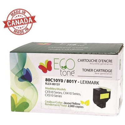 EcoTone Remanufactured Laser Toner Cartridge - Alternative for Lexmark 801S - Yellow Pack