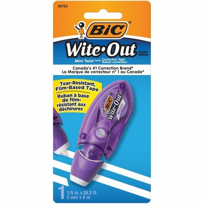 BIC Wite-Out Brand Mini Twist Correction Tape, White, Tear-resistant and Film-Based Tape, 1-Count
