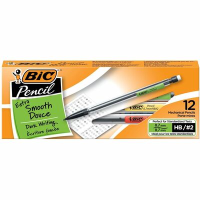 BIC Extra-Smooth Mechanical Pencil, Medium Point (0.7 mm), Perfect For The Classroom & Test Time, 12-Count