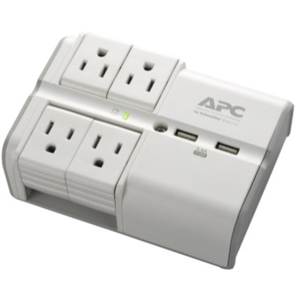 APC Essential SurgeArrest 4 Rotating Outlet Wall Tap with 5V, 3.4A 2 Port USB Charger, 120V