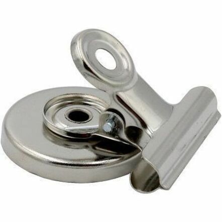 Acme United Heavy-Duty Magnetic Bulldog Clip - 1.25" (31.75 mm) Width - for Paper Clip - Magnetic - Silver, Chrome - Steel - 2 / Pack