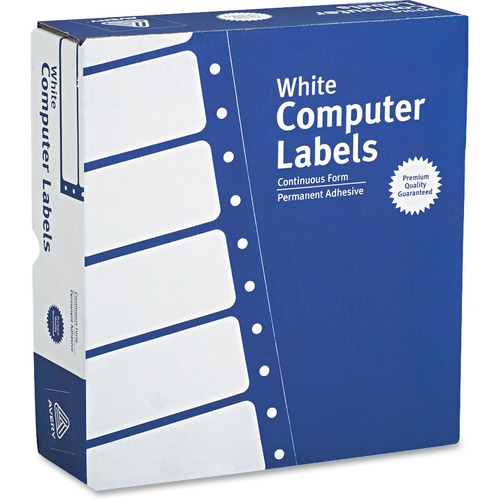 Avery® Continuous Form Computer Labels - 3 1/2" Width x 15/16" Length - Permanent Adhesive - Dot Matrix - White - 3 / Sheet - 15000 Total Label(s) - 2