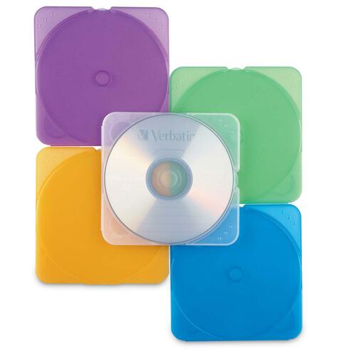 Verbatim CD/DVD Color TRIMpak Cases - 10pk, Assorted - Jewel Case - Book Fold - Plastic - Assorted - 1 CD/DVD - CD/DVD Jewel Cases & Inserts - VER93804