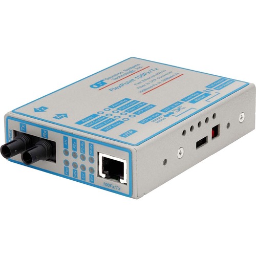 FlexPoint 100Mbps Ethernet Fiber Media Converter RJ45 ST Single-Mode 60km - 1 x 100BASE-TX; 1 x 100BASE-LX; US AC Powered; Lifetime Warranty
