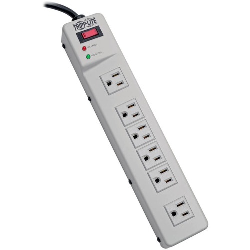 Tripp Lite Surge Protector Power Strip 120V Right Angle 6 Outlet Metal 6' Cord - Receptacles: 6 x NEMA 5-15R - 1340J