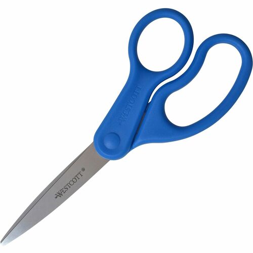 Westcott 8" Straight All Purpose Scissors - 3.50" Cutting Length - 8" Overall Length - Straight-left/right - Stainless Steel - Pointed Tip - Stainless Steel - 1 Each