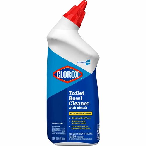 CloroxPro™ Toilet Bowl Cleaner with Bleach - For Multipurpose - Gel - 24 fl oz (0.8 quart) - Fresh Scent - 1 Each - Disinfectant, Deodorize - Clear