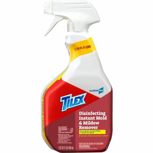 CloroxPro™ Tilex Disinfecting Instant Mold and Mildew Remover Spray - For Nonporous Surface, Tile, Toilet, Fiberglass - 32 fl oz (1 quart) - 1 Each - Disinfectant - White