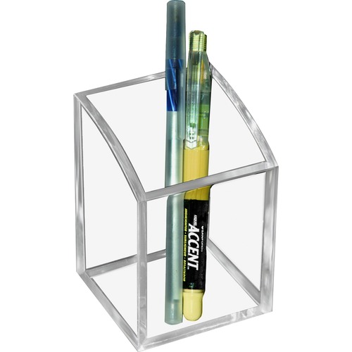 Kantek Acrylic Pen Cup - 4" x 3" x 3" x - 1 Each - Clear