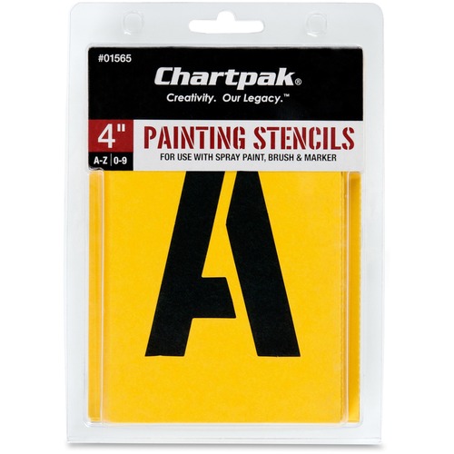 Chartpak Painting Letters/Numbers Stencils - 4" - Gothic - Yellow