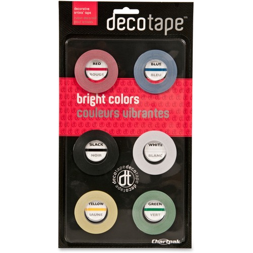 Chartpak Decorative Tape - 27 ft Length x 0.13" Width - Creep Resistant - For Decorating - 6 / Pack - Assorted