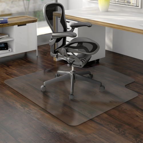 Deflecto Non-studded Hard Floor Chairmats - Uncarpeted Floor - 53" (1346.20 mm) Length x 45" (1143 mm) Width - Lip Size 12" (304.80 mm) Length x 25" (635 mm) Width - Vinyl - Clear - Hard Floor Chair Mats - DEFCM21232