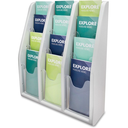 Deflecto Multi-Compartment Literature Display - 12 Pocket(s) - 19.8" Height x 15.8" Width x 5" Depth - Desktop - Durable, Lightweight - Gray - Plastic - 1 Each = DEF52809