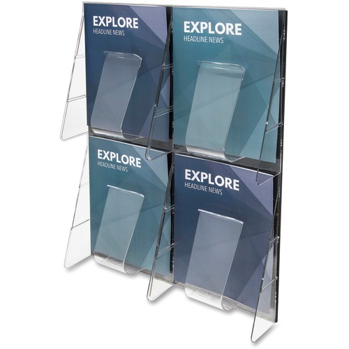 Deflecto Stand-Tall Preassembled Wall System - 4 Pocket(s) - 18.8" Height x 23.5" Width x 2.9" Depth - Break Resistant - Clear - Plastic - 1 Each - Wall Sorters/Racks - DEF56001