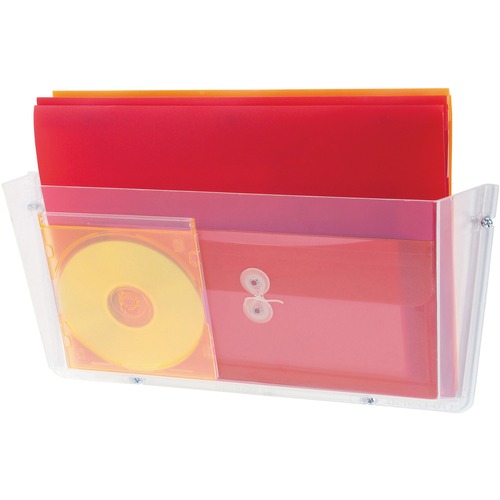 Deflecto Unbreakable Plastic Wall Pockets - 1 Compartment(s) - 6.5" Height x 17.5" Width x 3" Depth - Unbreakable - Clear - Plastic - 1 Each = DEF64301