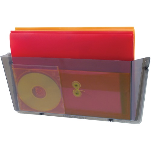 Deflecto Unbreakable Plastic Wall Pockets - 1 Compartment(s) - 6.5" Height x 17.5" Width x 3" Depth - Unbreakable - Smoke - Plastic - 1 Each - Wall Files, Pockets & Accessories - DEF64302