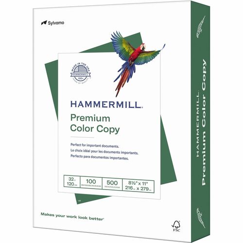 Hammermill Premium Color Copy Paper - White - 100 Brightness - Letter - 8 1/2" x 11" - 32 lb Basis Weight - 500 / Ream - White