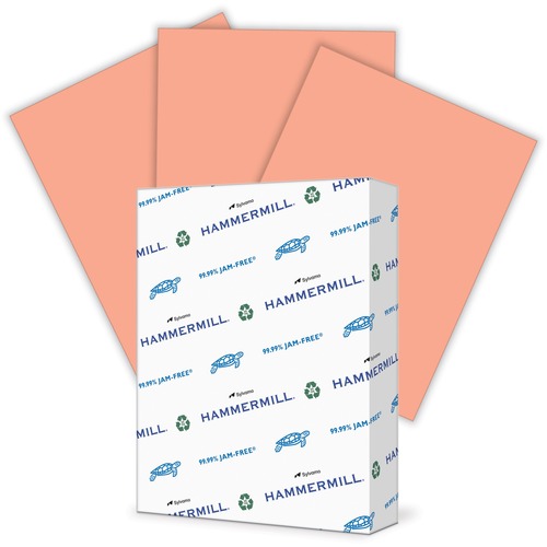Hammermill Colors Recycled Copy Paper - Letter - 8 1/2" x 11" - 20 lb Basis Weight - Salmon - 500 / Ream - SFI, FSC - Acid-free, Archival-safe, Jam-free