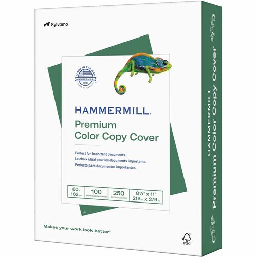 Hammermill Paper for Color 8.5x11 Inkjet, Laser Printable Multipurpose Card Stock - White - 100 Brightness - Letter - 8 1/2" x 11" - 60 lb Basis Weight - Ultra Smooth - 250 / Pack - FSC