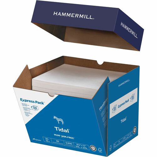 Hammermill Tidal Express Pack Laser, Inkjet Copy & Multipurpose Paper - White - Recycled - 92 Brightness - Letter - 8 1/2" x 11" - 20 lb Basis Weight - 2500 / Carton - SFI