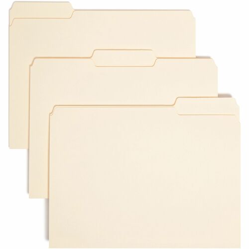 Smead 1/3 Tab Cut Letter Recycled Interior File Folder - 8 1/2" x 11" - 3/4" Expansion - Top Tab Location - Assorted Position Tab Position - Manila - 10% Recycled - 100 / Box