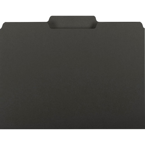 Smead 1/3 Tab Cut Letter Recycled Top Tab File Folder - 8 1/2" x 11" - 3/4" Expansion - Top Tab Location - Assorted Position Tab Position - Paper - Black - 10% Recycled - 100 / Box
