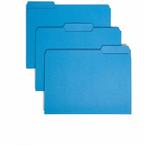Smead 1/3 Tab Cut Letter Recycled Hanging Folder - 8 1/2" x 11" - 3/4" Expansion - Top Tab Location - Assorted Tab Position - Vinyl - Sky Blue - 10% Recycled - 100 / Box