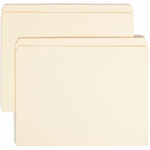 Smead Straight Tab Cut Letter Recycled Top Tab File Folder - 8 1/2" x 11" - 3/4" Expansion - Manila - 10% Recycled - 100 / Box