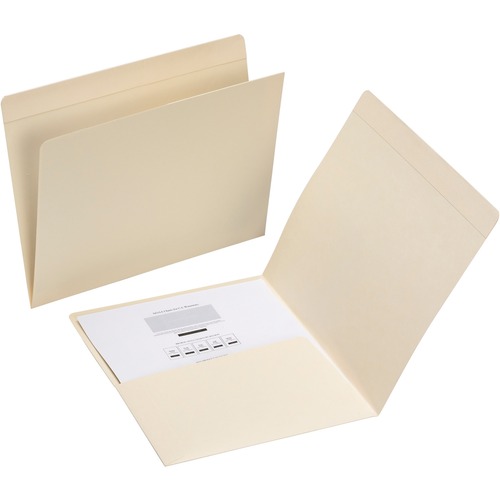 Smead Straight Tab Cut Letter Recycled Top Tab File Folder - 8 1/2" x 11" - Internal Pocket(s) - Manila - 10% Recycled - 50 / Box